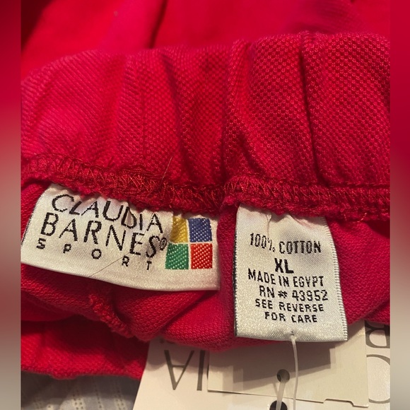 Claudia Barnes NWT Vintage Red Size XL  Textured Cotton Shorts w/ Side Pockets - Picture 5 of 7